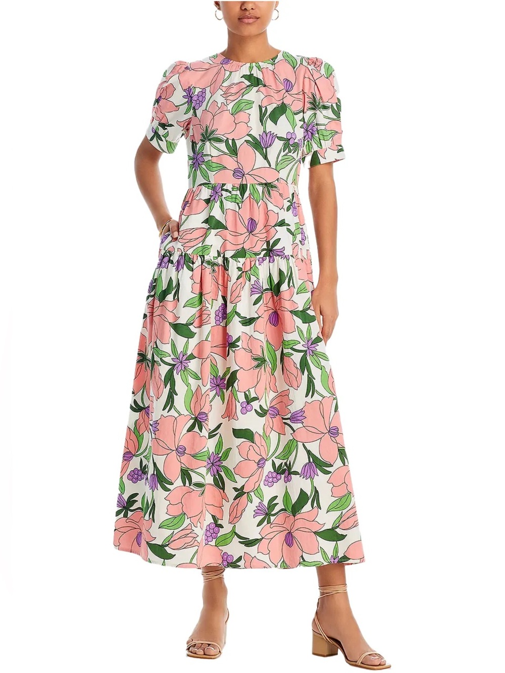 Banjanan Floral Dress in Pink & Green
